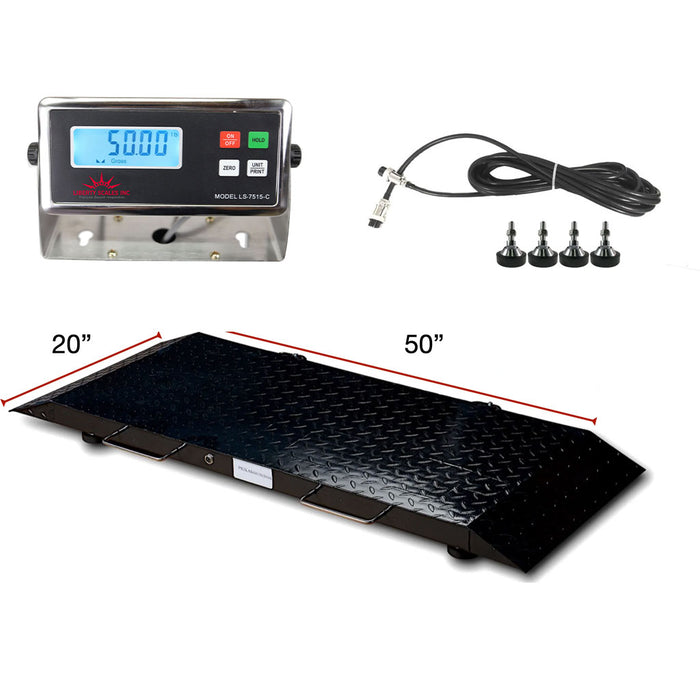 LS-920-2k Industrial portable floor Scale 50" x 20" for Small Animal up to 2000 lbs