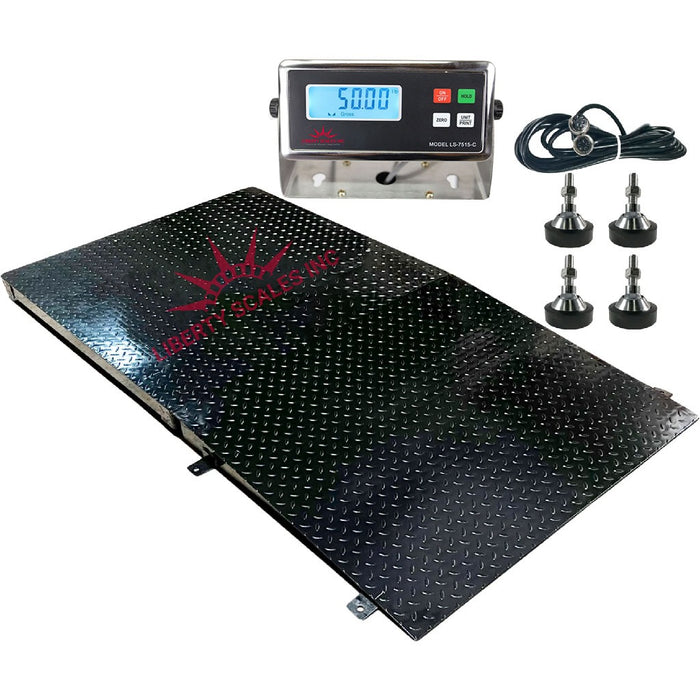 Liberty LS-700-3x3 Heavy Duty Floor Scale with Ramp(s) | 36" x 36" | Capacity of 1000 lbs, 2500 lbs & 5000 lbs