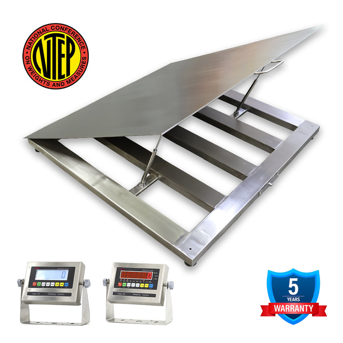 Liberty LS-800-SS-LT-7X7 NTEP Certified (Legal For Trade) Lift Up Washdown Floor Scale | 84" x 84" | Capacity of 1,000 lbs, 2,500 lbs, 5,000 lbs, 10,000 lbs & 20,000 lbs