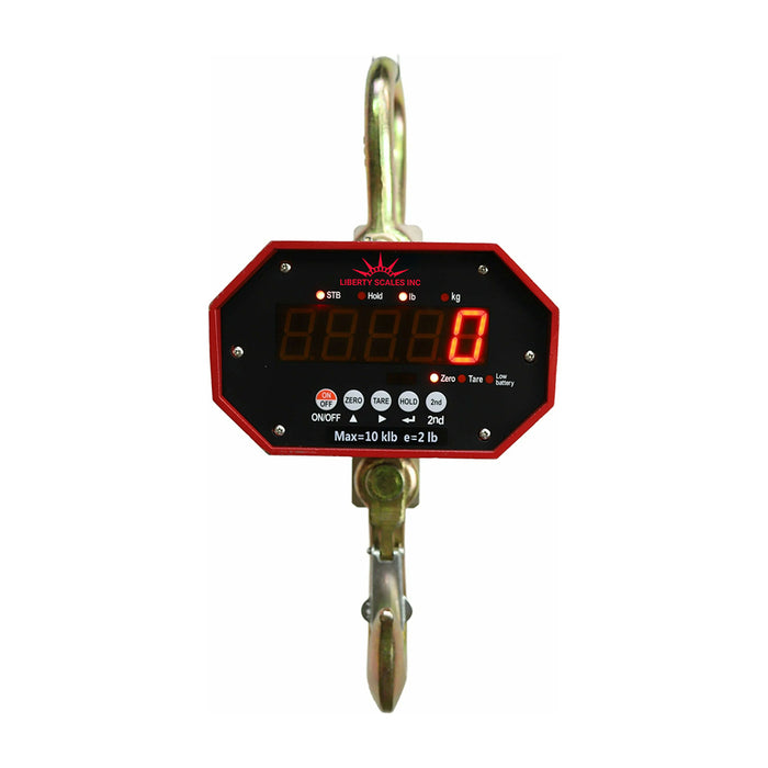 best crane scales that can weigh up to 10000 lbs with 2 lbs accuracy are produced by liberty scales front view