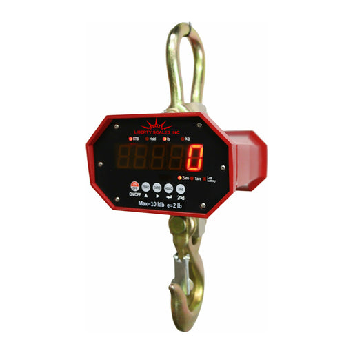 side view of crane scale 10000 lbs in red color with LED display