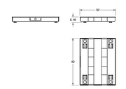 Technical dimension drawing of a rectangular platform or tray, showing front, side, and top views with measurements 32, 42, and 5.16 on a white background.