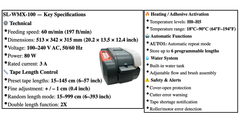 Liberty Scales LS-WMX-100 Automatic Water-Activated Kraft Tape Dispenser – Industrial Carton Sealer