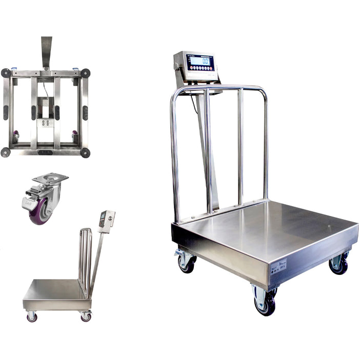 LS-915-SSBW NTEP Stainless Steel Wash-down Bench Scale with Wheels and Backrail + Software!
