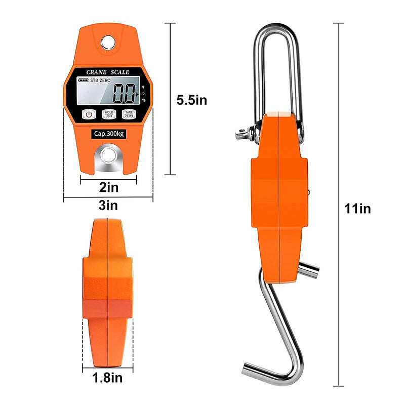 Liberty LS-931 Portable Industrial Hanging Scale 600lb x 0.2(lb) / 300kg x 0.1(kg)