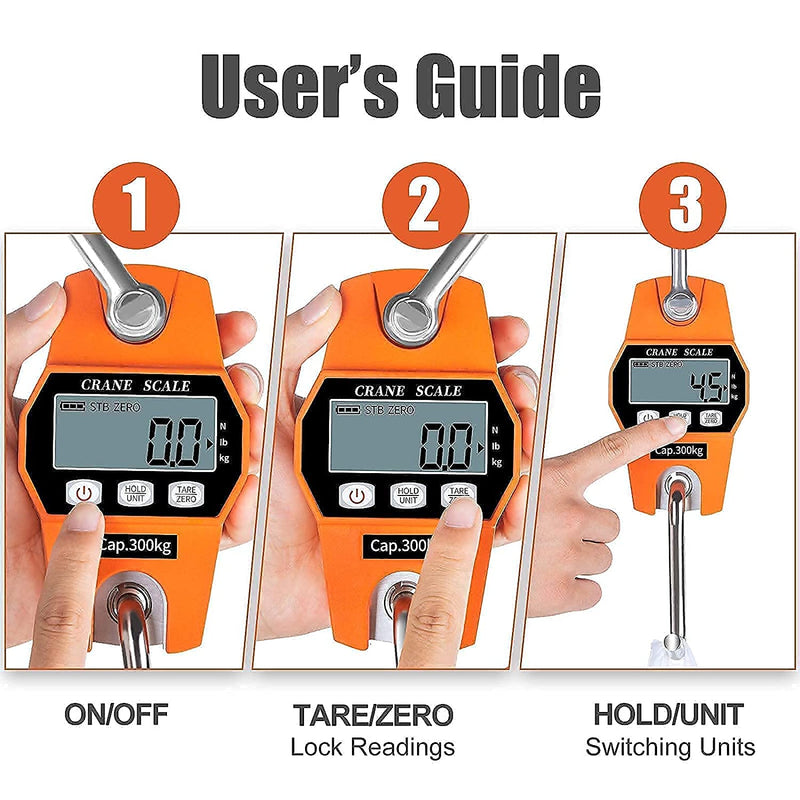 Liberty LS-931 Portable Industrial Hanging Scale 600lb x 0.2(lb) / 300kg x 0.1(kg)