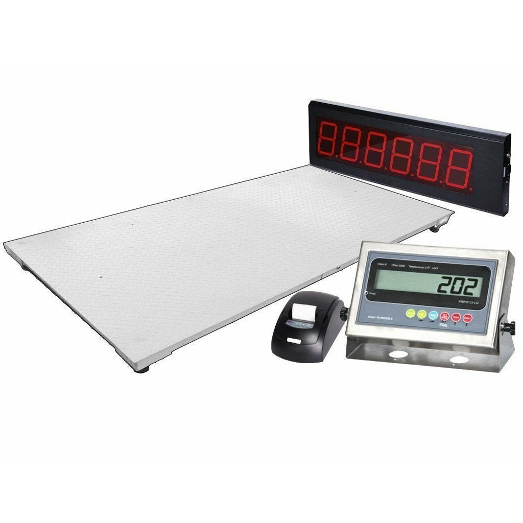 Liberty Industrial Floor Scale with Printer & Scoreboard – 60" x 84" (5' x 7') – 5,000 lb x 1 lb