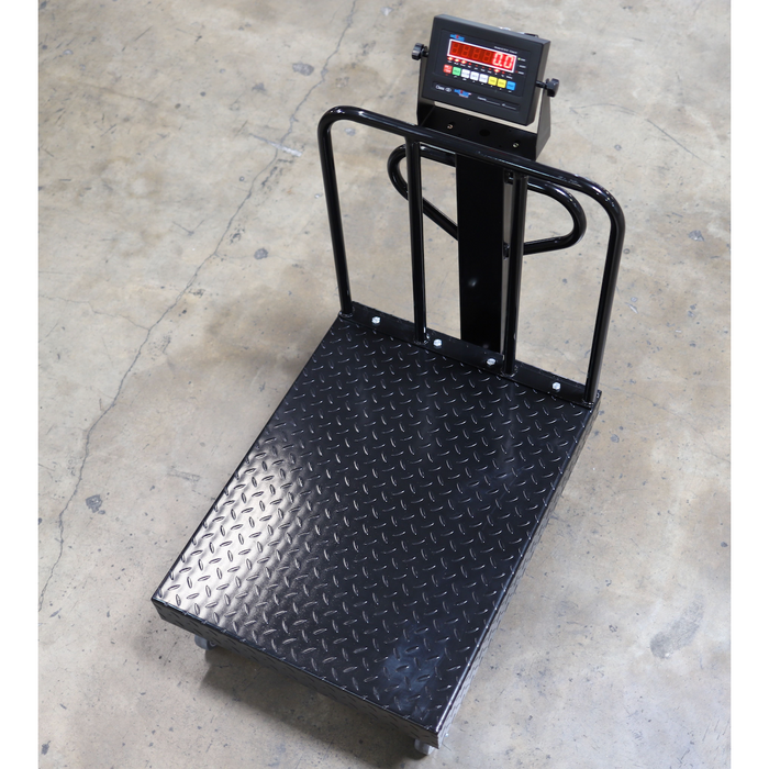 LS-915-BWD  NTEP / Legal for trade Diamond Plate Bench Scale with Wheels and Backrail + Software