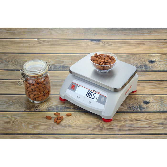 OHAUS 9.65” x 7.48” Valor 1000 V12P3 Food-safe Scale 6 lb x 0.001 lb