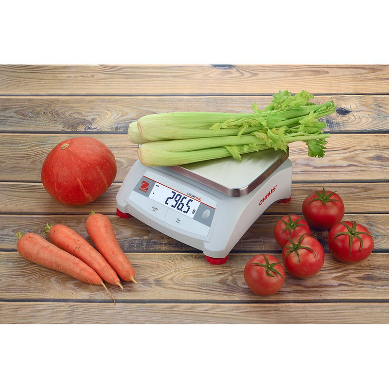 OHAUS 9.65” x 7.48” Valor 1000 V12P15 Food-safe Scale 30 lb x 0.005 lb