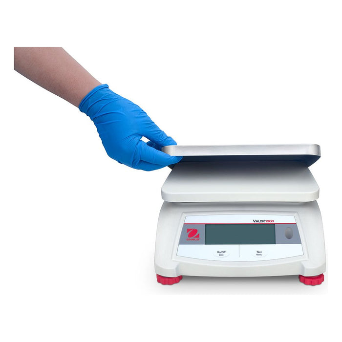 OHAUS 9.65” x 7.48” Valor 1000 V12P30 Food-safe Scale 60 lb x 0.01 lb